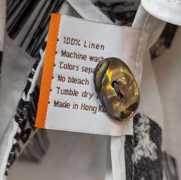 Fridaze 100% Linen Redefined Button Up Shirt Novelty Print Sz S - Picture 9 of 9